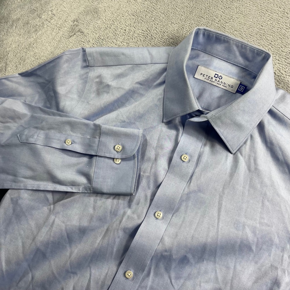 Peter Manning New York Men Light Blue Button Down Dress Shirt Size 3 Regular Fit